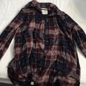 AE Purple Blue Plaid Shirt